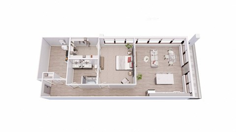 Floor plan for 1 bed, 1 bath, 1251 sqft
